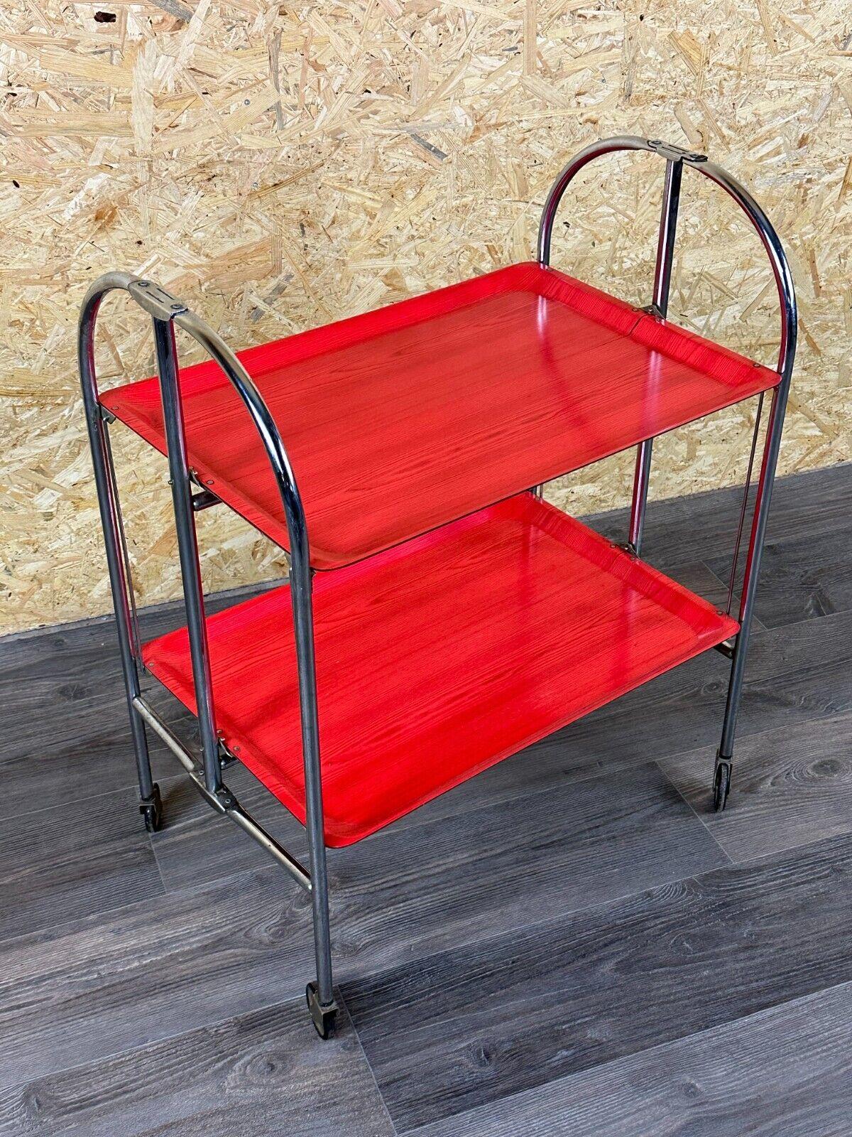 60er 70er Jahre Servierwagen Dinette-Beistelltisch mit Dinette-Raumteiler, rotes Design (Metall)