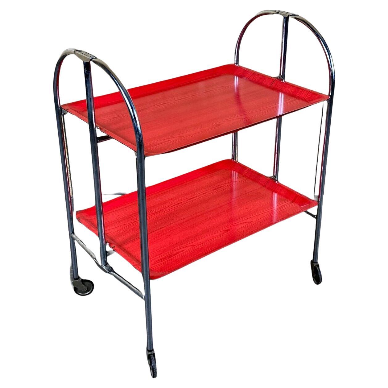 60s 70s serving trolley dinette side table space age red design For Sale