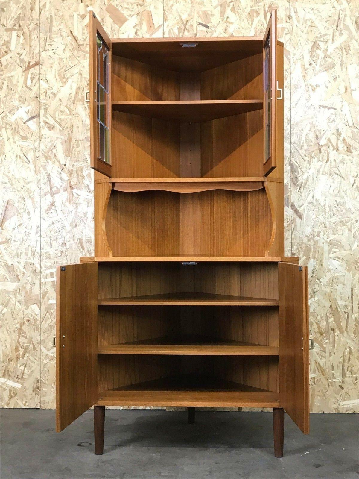 Late 20th Century 60s 70s Showcase Corner Showcase Danish Modern Design Teak Corner Cabinet For Sale