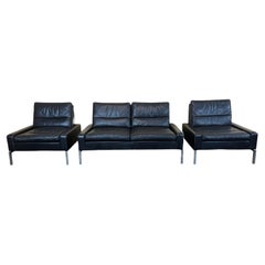 60s 70s Sofa and 2 Armchairs by Hans Peter Piehl for Wilkhahn Leather Sofa