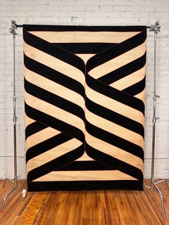 60's 70's Striped Zig Zag Cream Brown, UNUSED, Mid Century Modern, Wool, Rya Rug