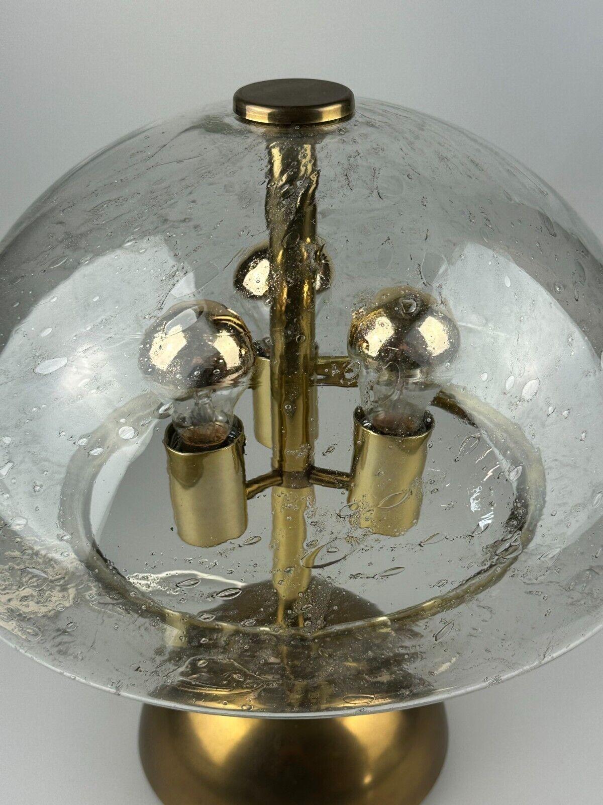 Metal 60s 70s table lamp by Doria Leuchten Germany glass brass Space Age For Sale