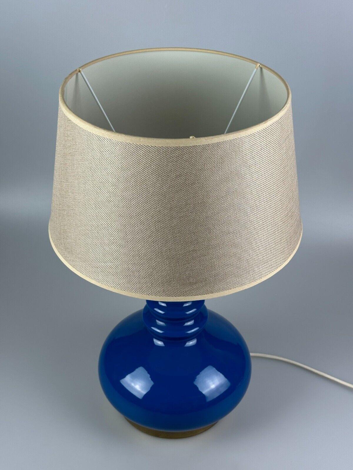 Late 20th Century 60s 70s table lamp with fabric shade made of glass & brass Germany Space Age For Sale