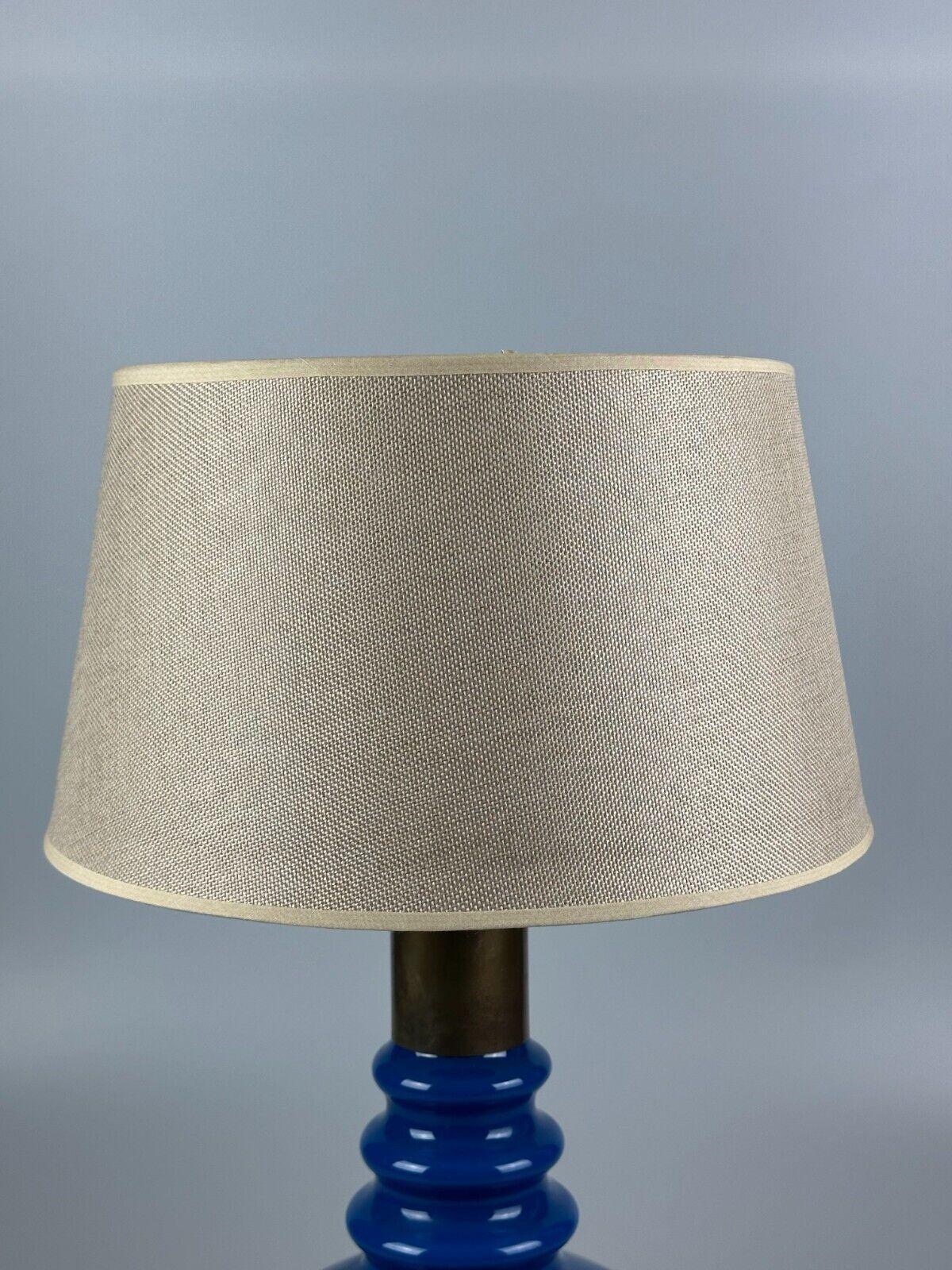 Metal 60s 70s table lamp with fabric shade made of glass & brass Germany Space Age For Sale