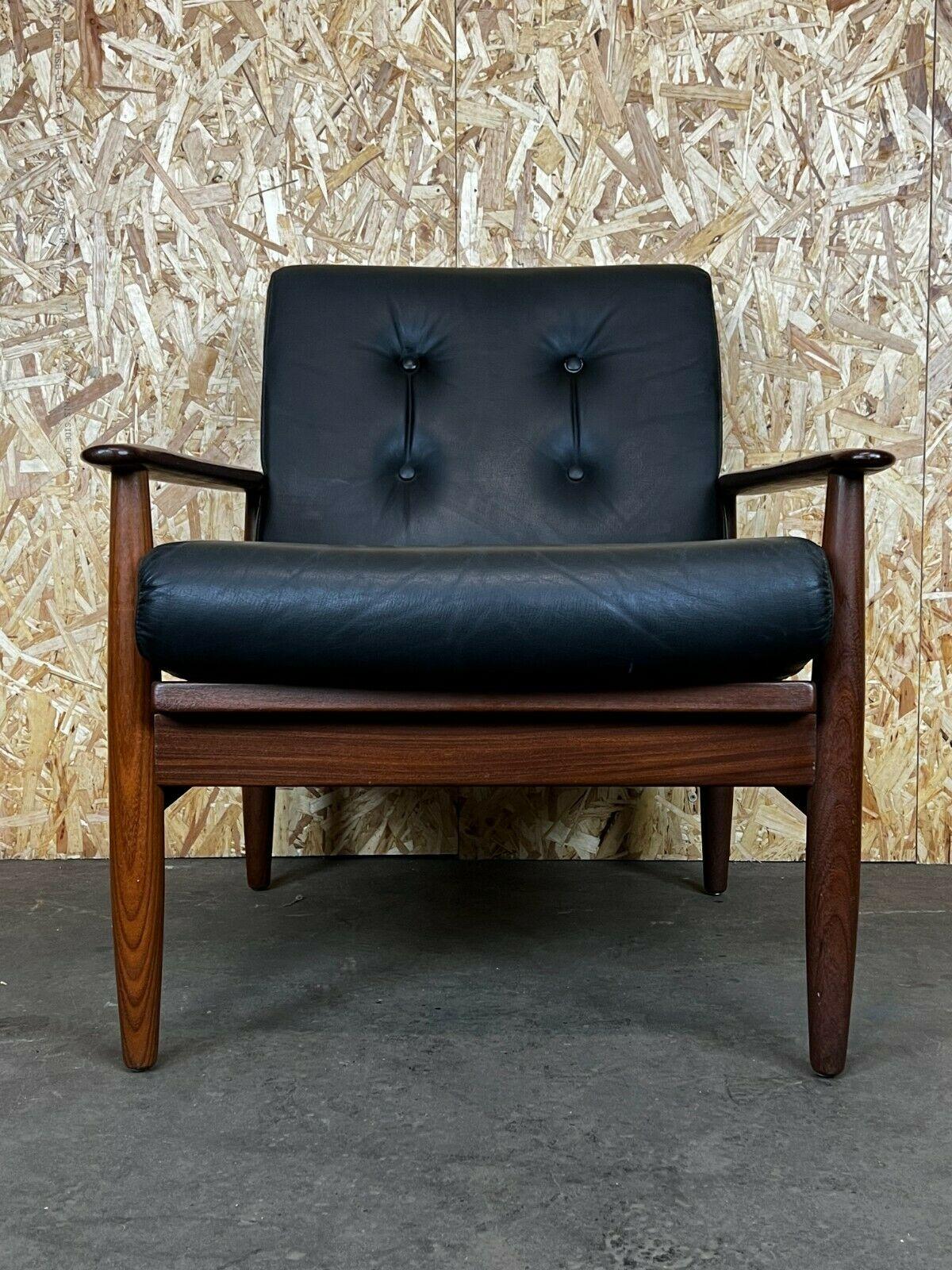 60s 70s Teak Easy Chair Lounge Chair Leather Danish Design In Good Condition In Neuenkirchen, NI