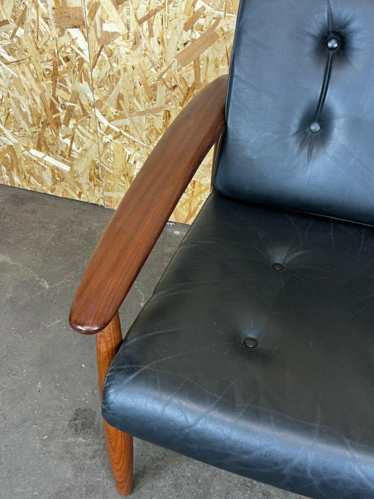 60s 70s Teak Easy Chair Lounge Chair Leather Danish Design en Bueno Estado en Neuenkirchen, NI