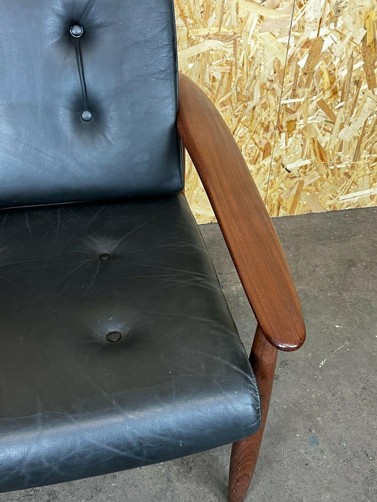 60s 70s Teak Easy Chair Lounge Chair Leather Danish Design finales del siglo XX