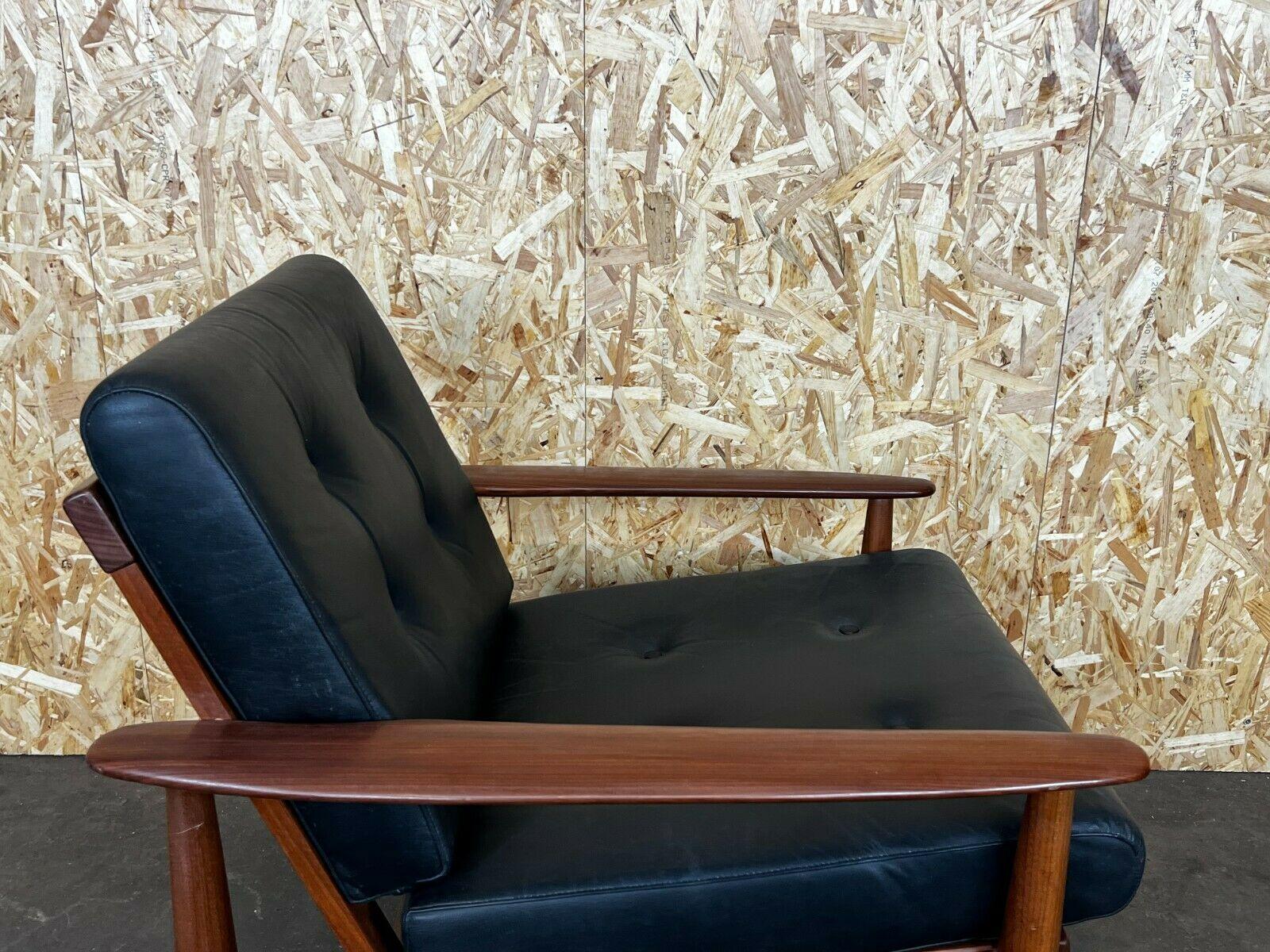 60s 70s Teak Easy Chair Lounge Chair Leather Danish Design 4