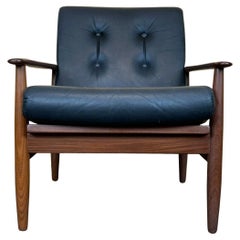 60s 70s Teak Sessel Lounge Stuhl Leder Dänisches Design