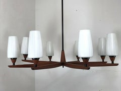 60s 70s Teak Pendant Lamp Chandelier Uno & Osten Kristiansson for Luxus