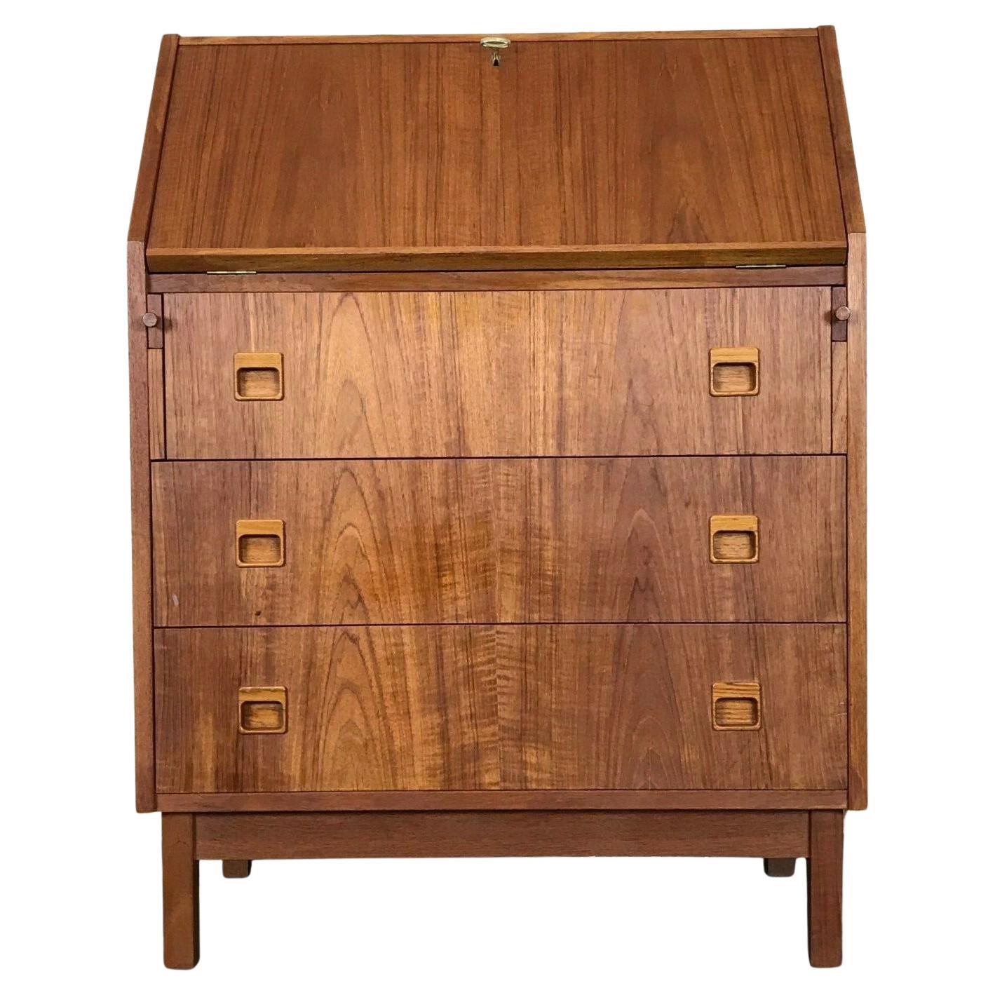 60s 70s Teak Secretary Dresser Danish Modern Desk Design Denmark 60s 70s For Sale