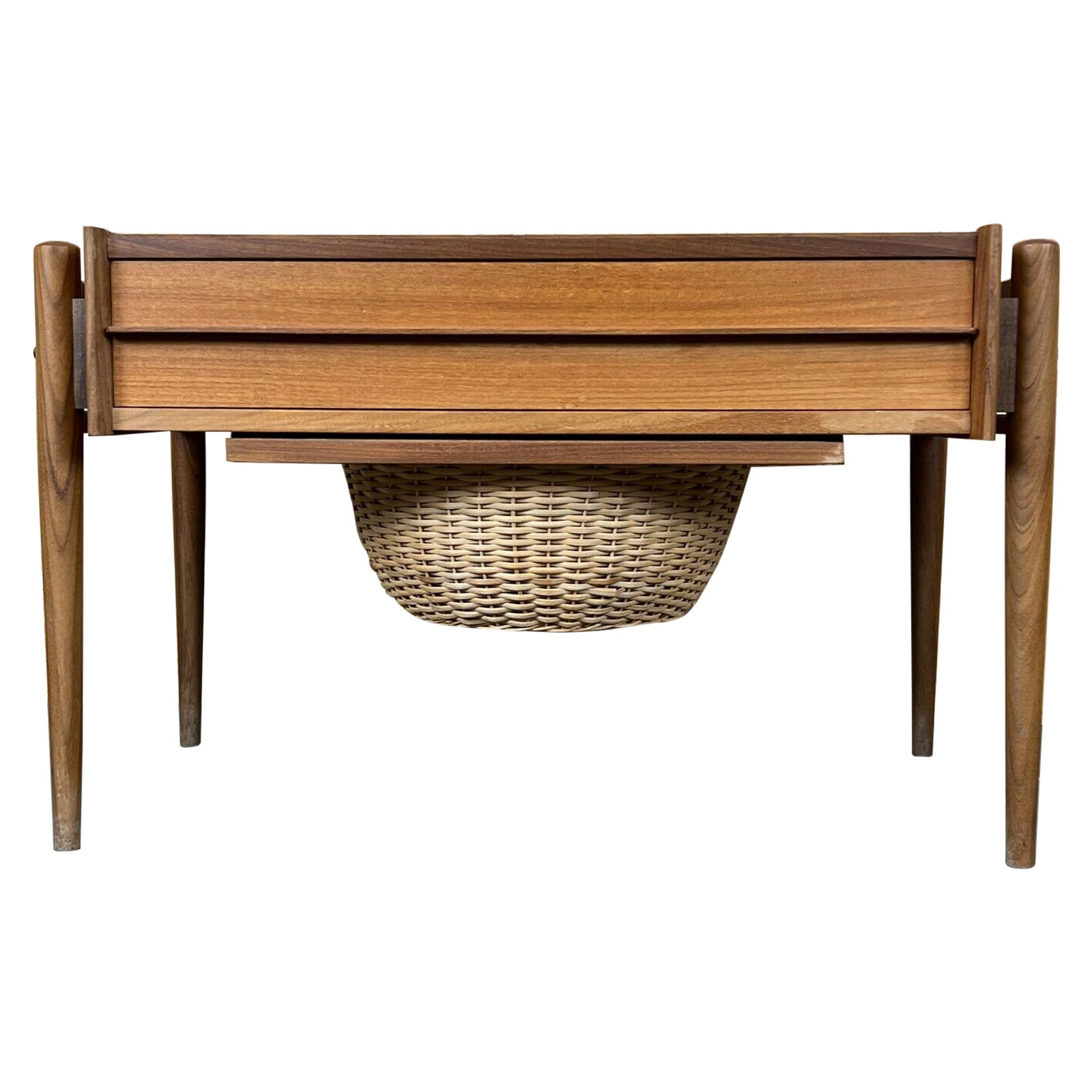 60s 70s Teak Sewing Box Side Table Mid Century Danish