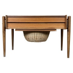 60s 70s Teak Sewing Box Side Table Mid Century Danish
