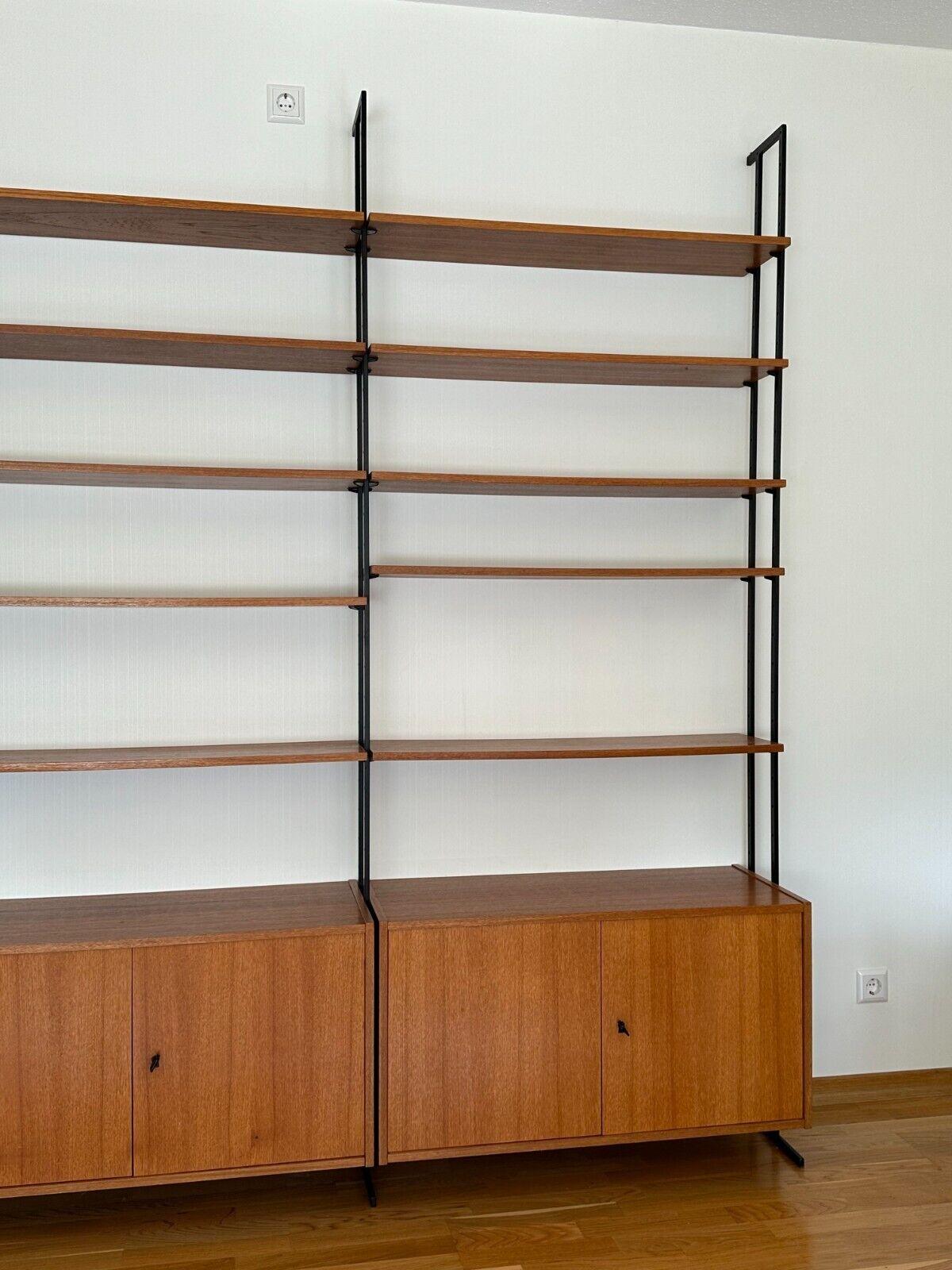 60s 70s teak shelf wall shelf Wall Unit Germany string shelf Danish design For Sale 1