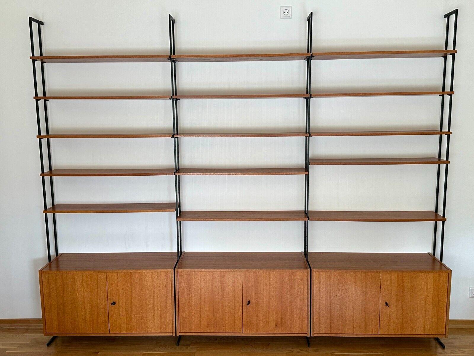 60s 70s teak shelf wall shelf Wall Unit Germany string shelf Danish design For Sale 2