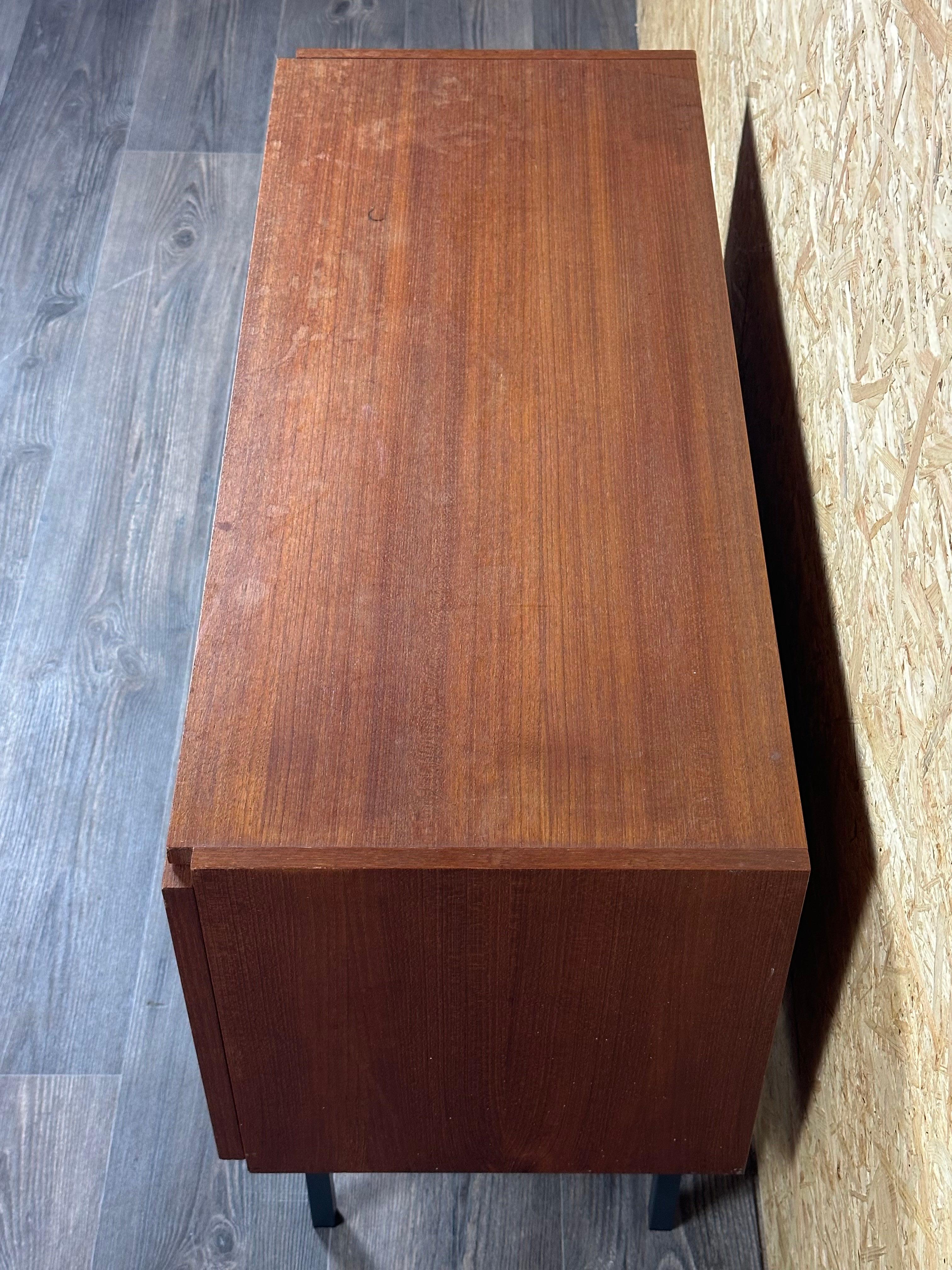 60s 70s teak sideboard cabinet Rego Mobile Danish Modern Design For Sale 1