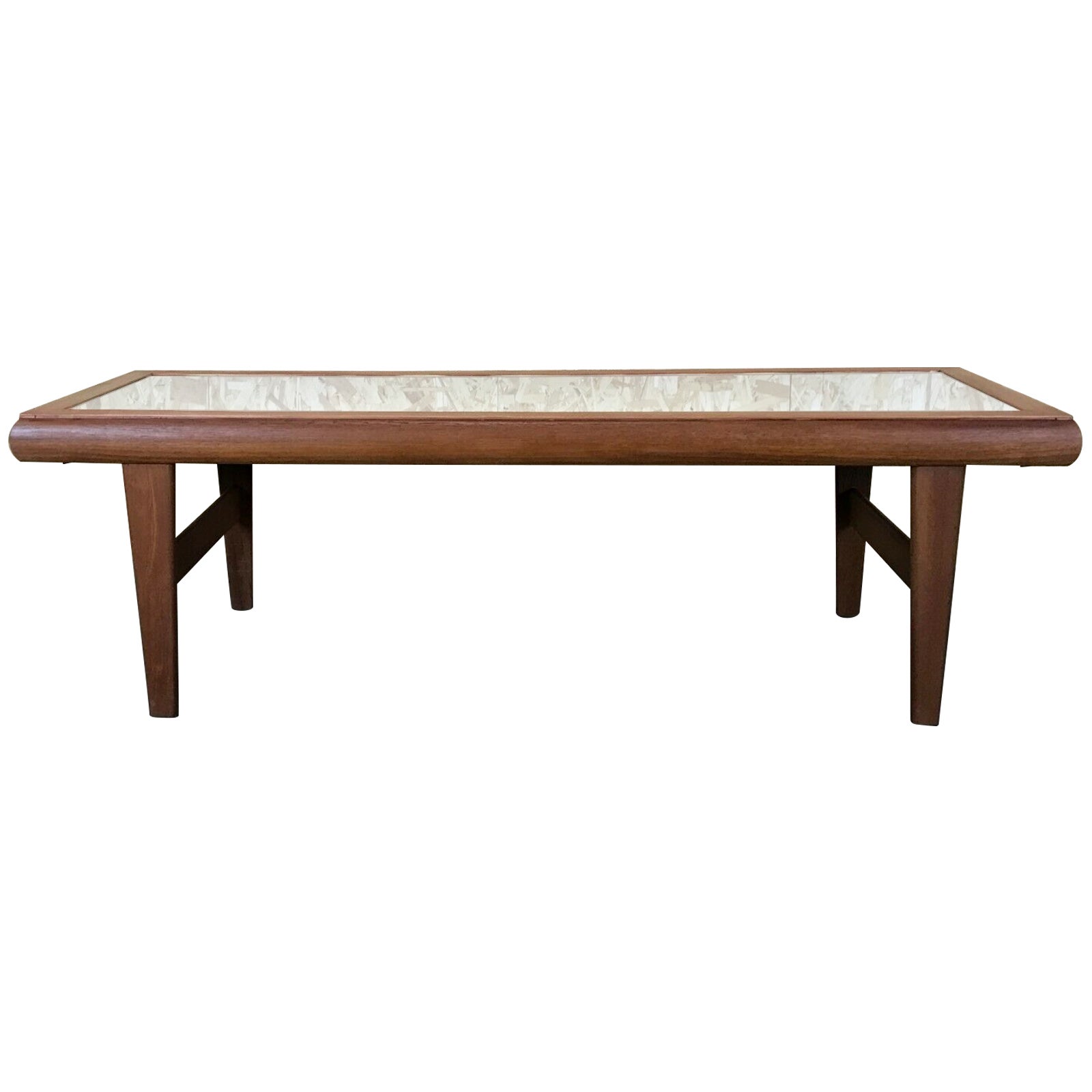 60s 70s Mesa de teca Mesa de centro de diseño danés con espejo