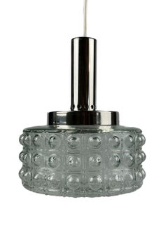 60s 70s VEB suspension plafonnier bulle chrome verre space age design