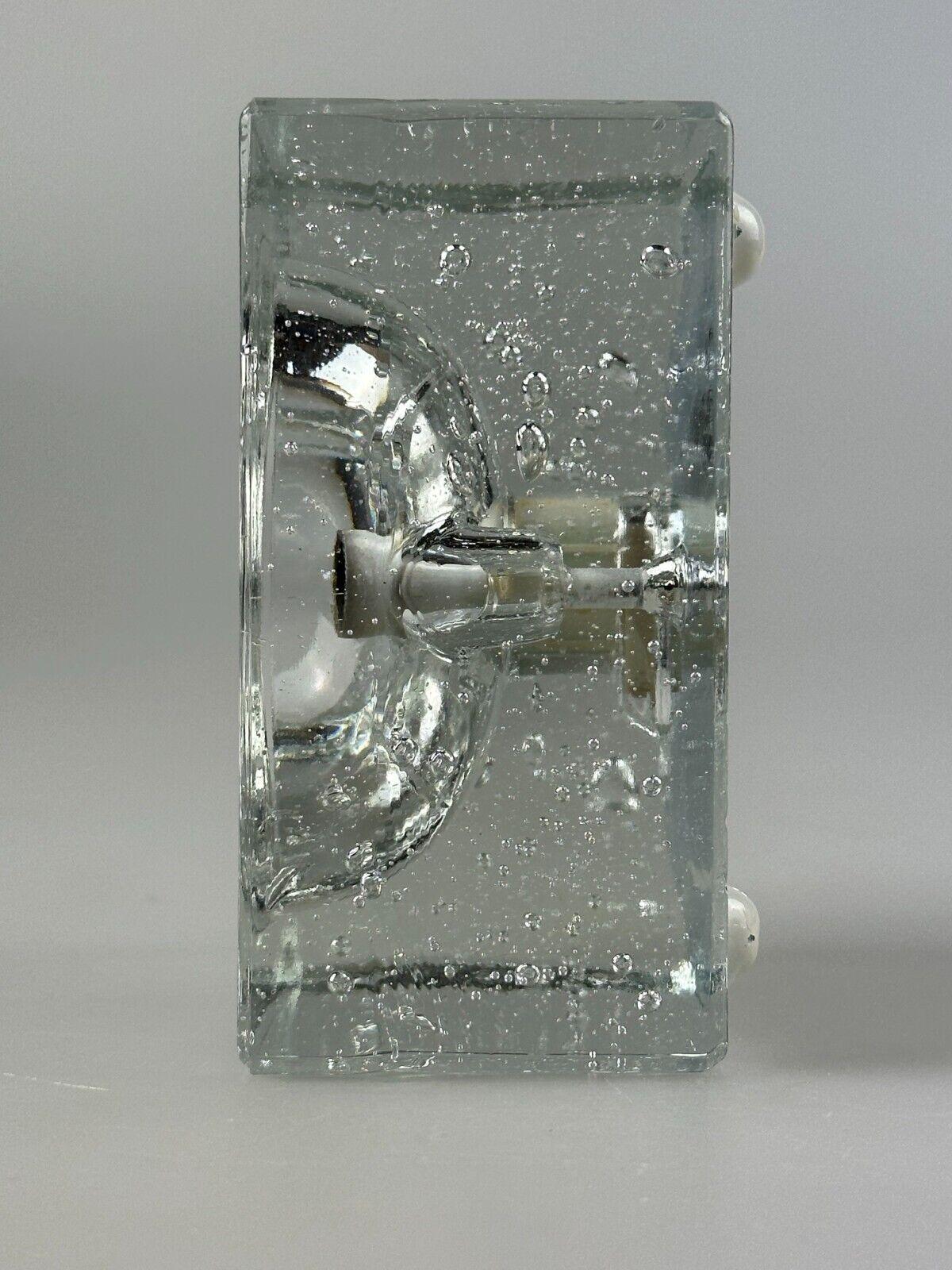 60s 70s Wall Lamp Ice Glass Cube Wall Sconce by Müller & Zimmer Germany 7