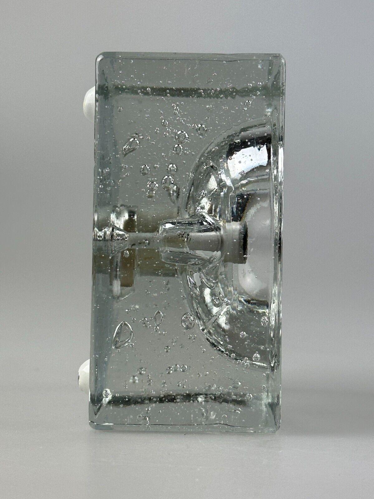 60s 70s Wall Lamp Ice Glass Cube Wall Sconce by Müller & Zimmer Germany 3