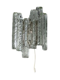 60er 70er Jahre Wandleuchte, Fischer Leuchten, Deutschland, Eisglas-Design
