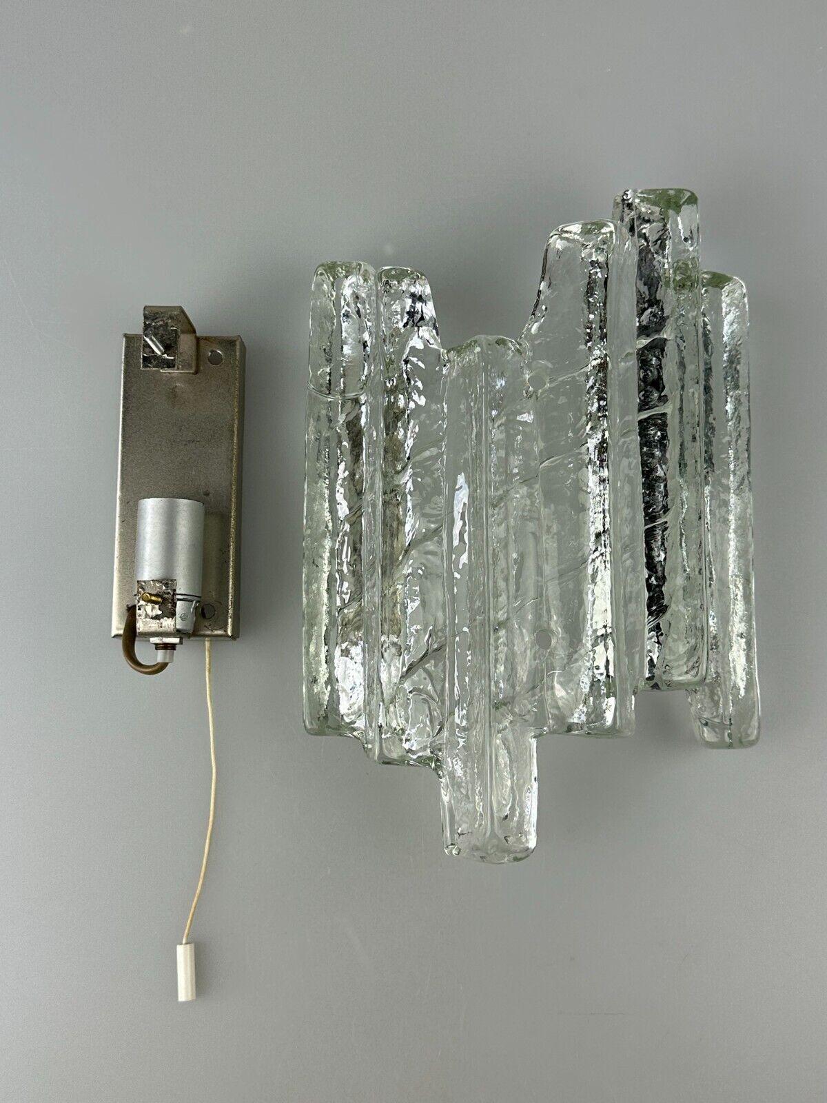 60s 70s wall lamp Wall Sconce Fischer Leuchten Germany Ice Glas Design For Sale 14