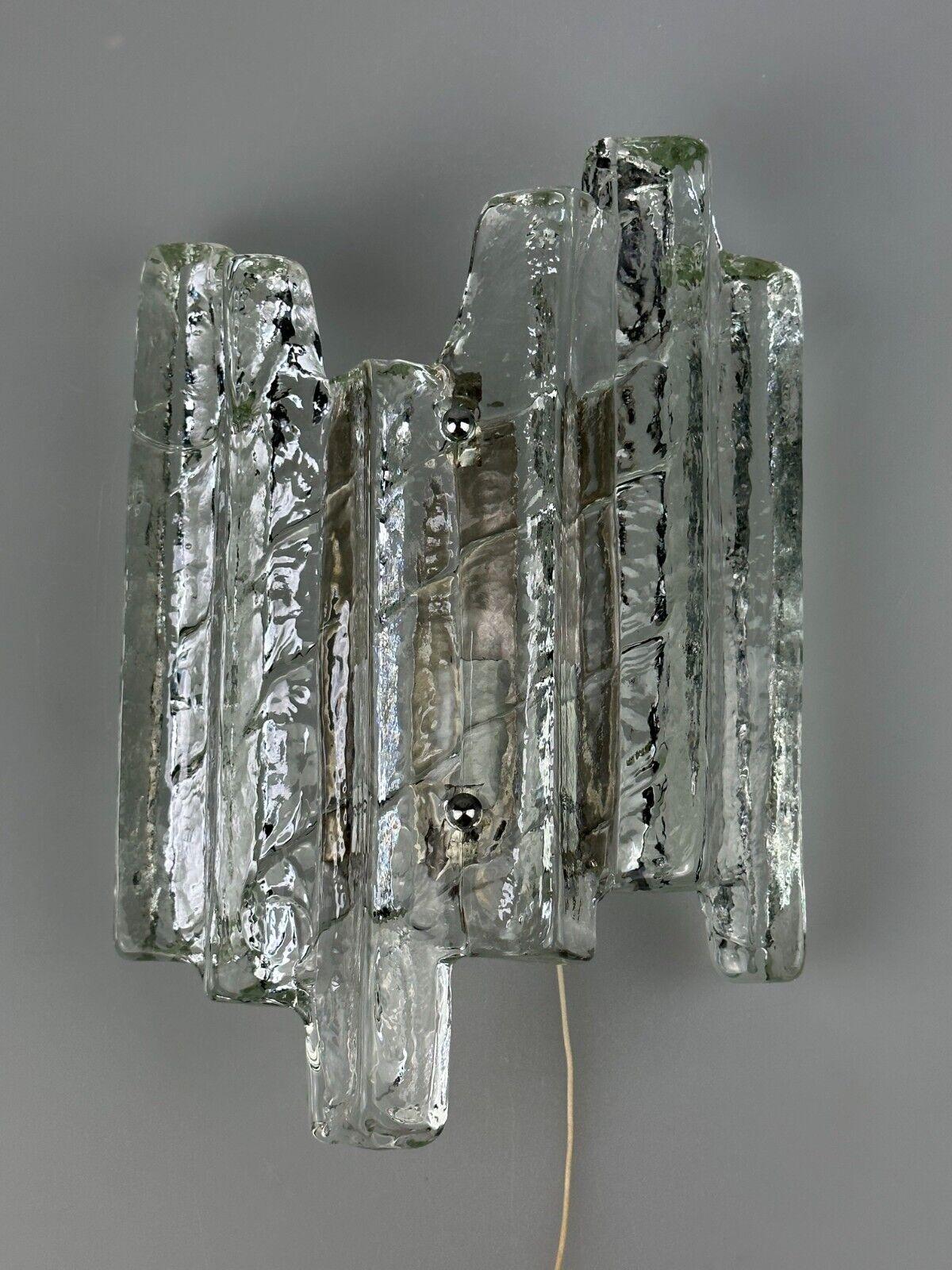 Late 20th Century 60s 70s wall lamp Wall Sconce Fischer Leuchten Germany Ice Glas Design For Sale