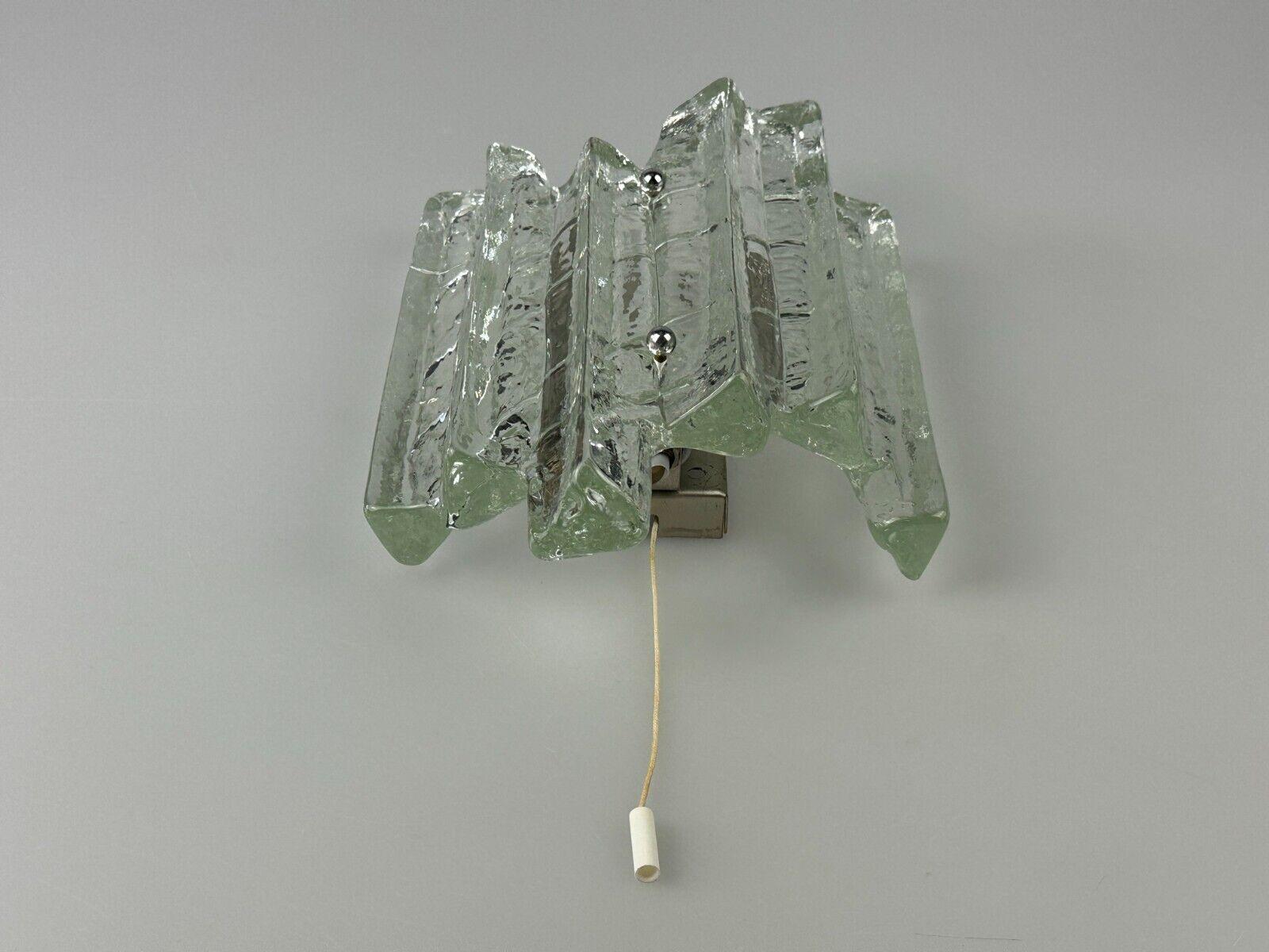 Metal 60s 70s wall lamp Wall Sconce Fischer Leuchten Germany Ice Glas Design For Sale