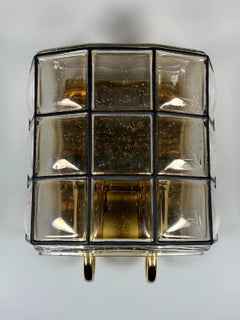 60s 70s Wall Lamp Wall Sconce Glashütte Limburg Germany Glass & Metal