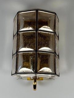 60s 70s Wall Lamp Wall Sconce Glashütte Limburg Germany Glass & Metal