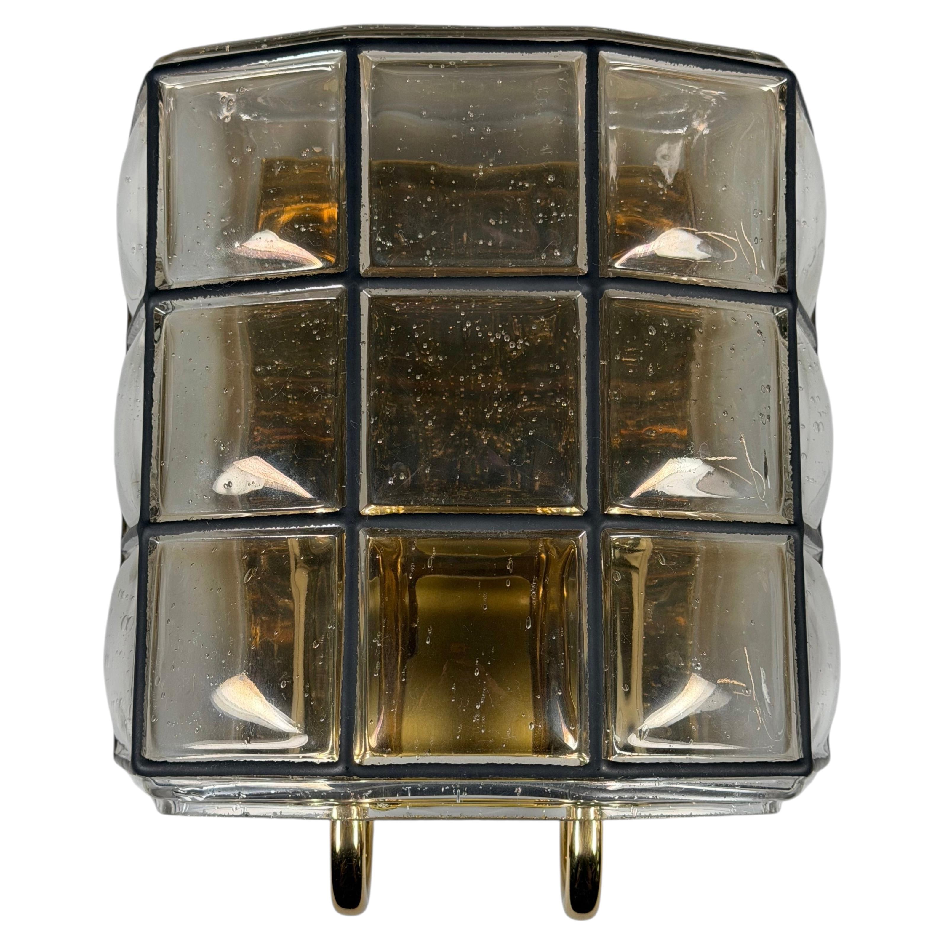 60s 70s Wall Lamp Wall Sconce Glashütte Limburg Germany Glass & Metal