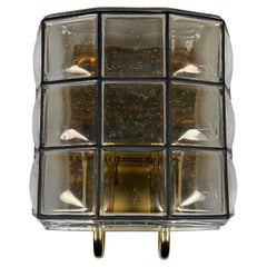 60s 70s Wall Lamp Wall Sconce Glashütte Limburg Germany Glass & Metal