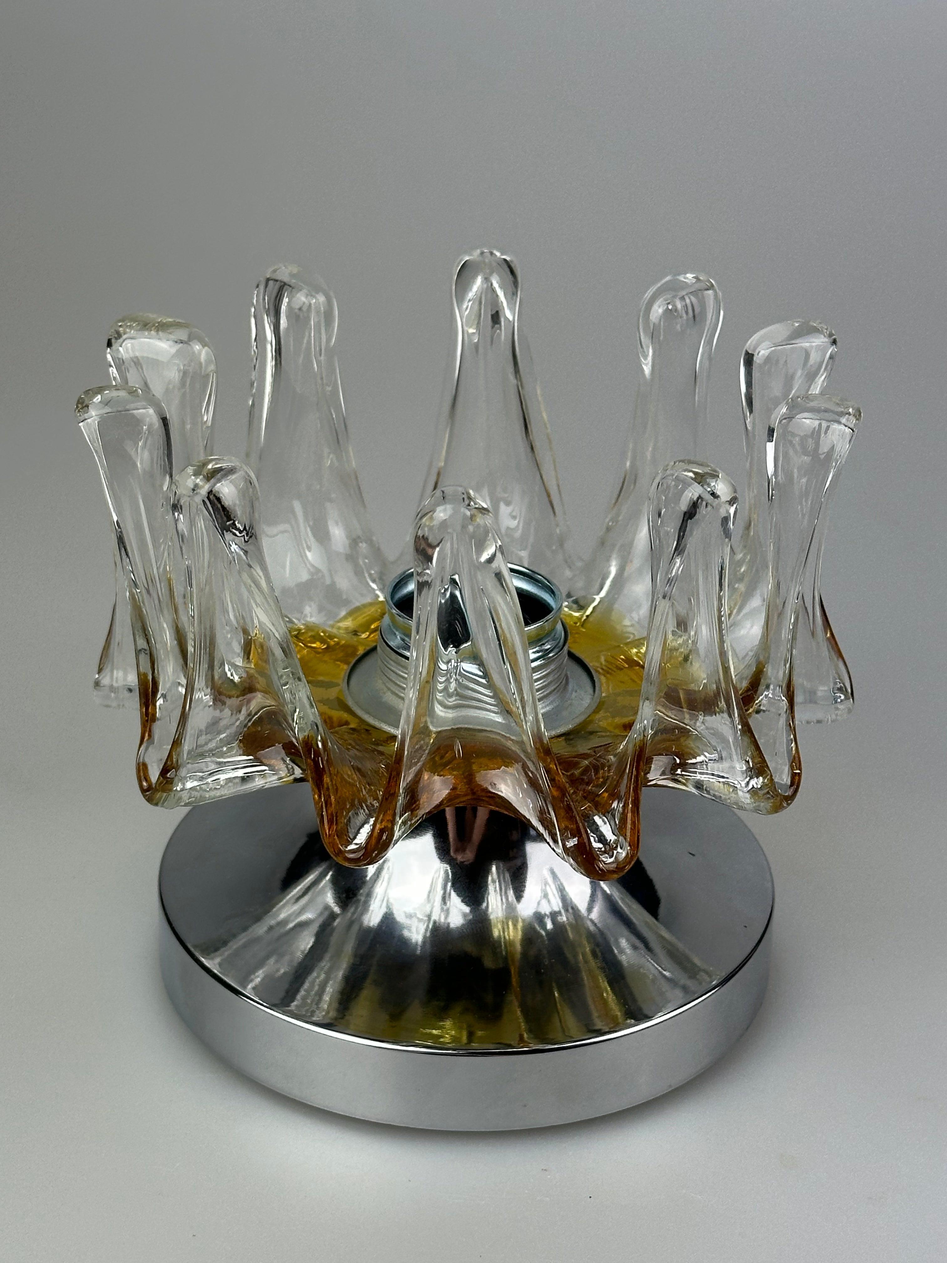 Lampe murale 60s 70s Applique murale en métal et verre Murano Space Age design en vente 3