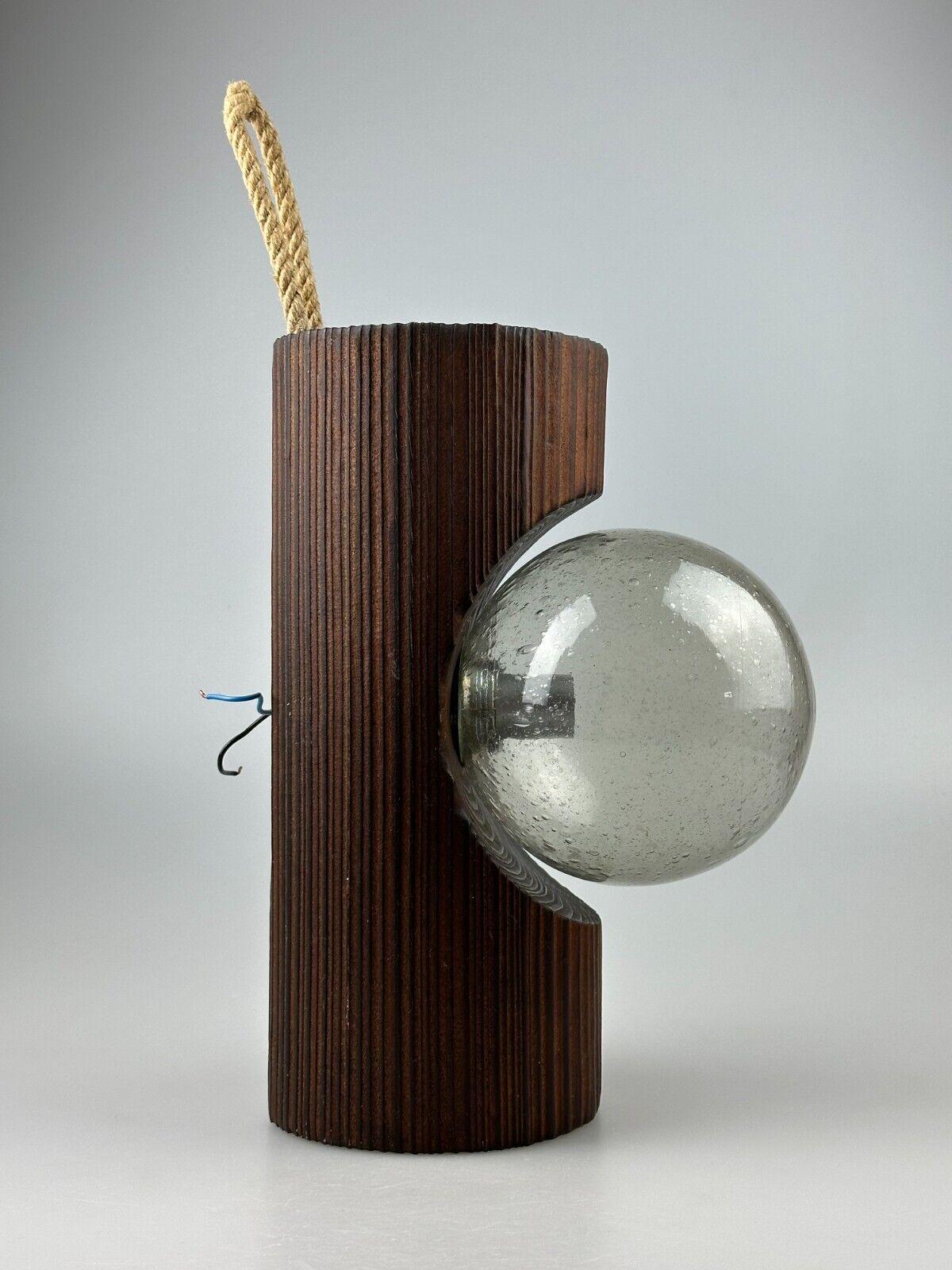 60s 70s Wall Lamp Wood Glass Wall Sconce Brutalist Temde Leuchten Switzerland For Sale 1