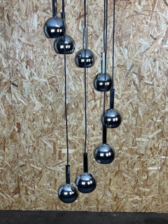 60s 70s Wortmann & Filz Cascade Lamp Ceiling Light Chrome Space Age