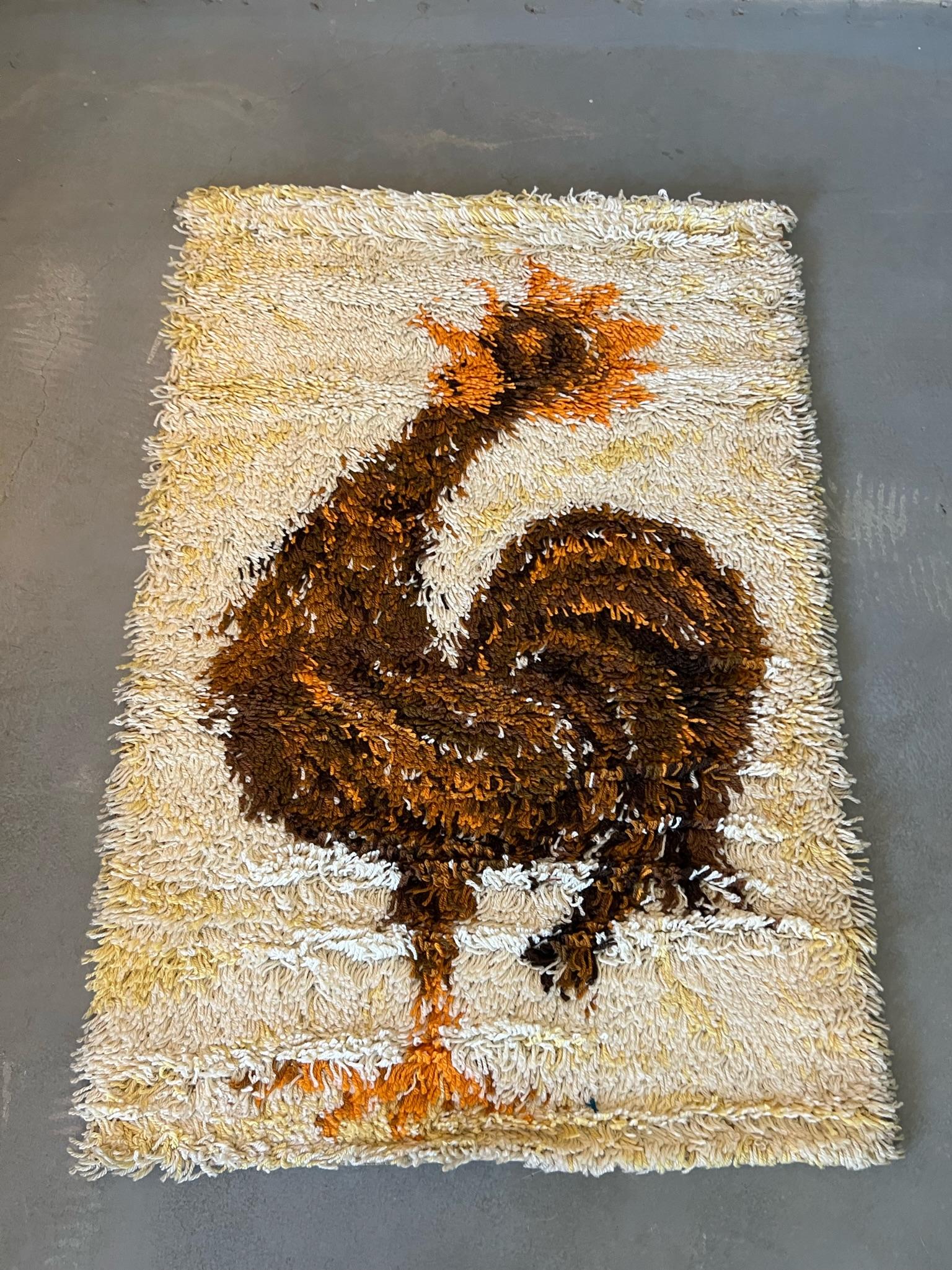 Austriaco Tappeto AIDA Gallo di lana degli anni '60, inutilizzato, metà del secolo scorso, giallo crema, moderno. in vendita