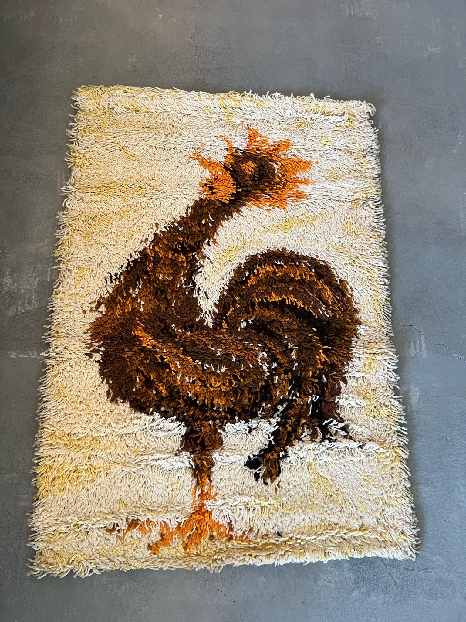 Tappeto AIDA Gallo di lana degli anni '60, inutilizzato, metà del secolo scorso, giallo crema, moderno. in vendita 2