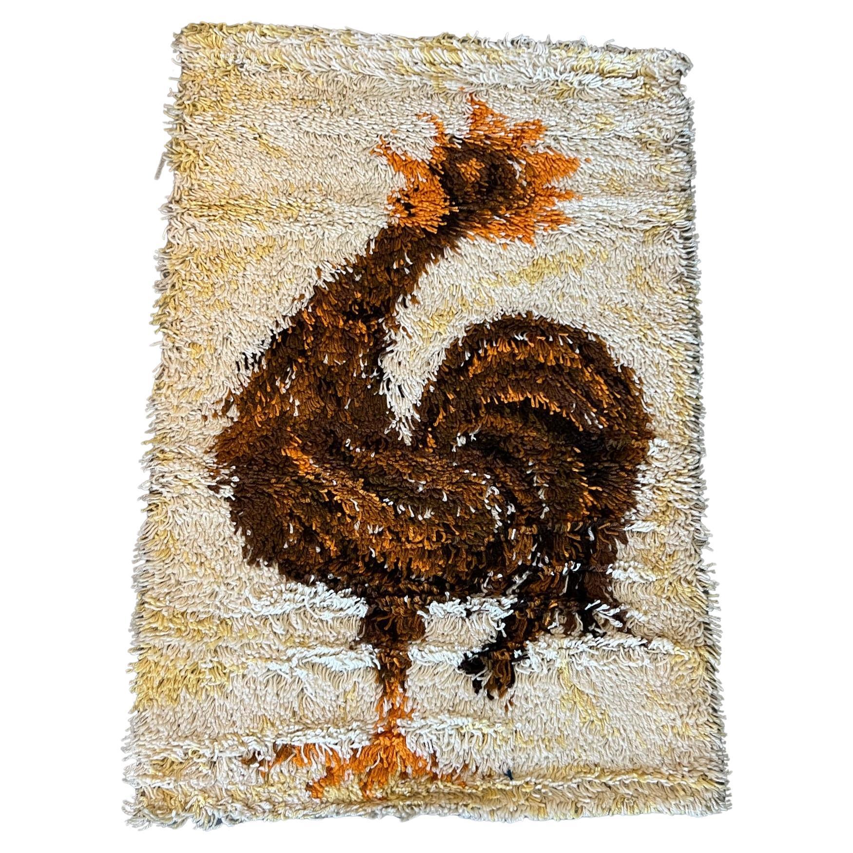 Tappeto AIDA Gallo di lana degli anni '60, inutilizzato, metà del secolo scorso, giallo crema, moderno. in vendita