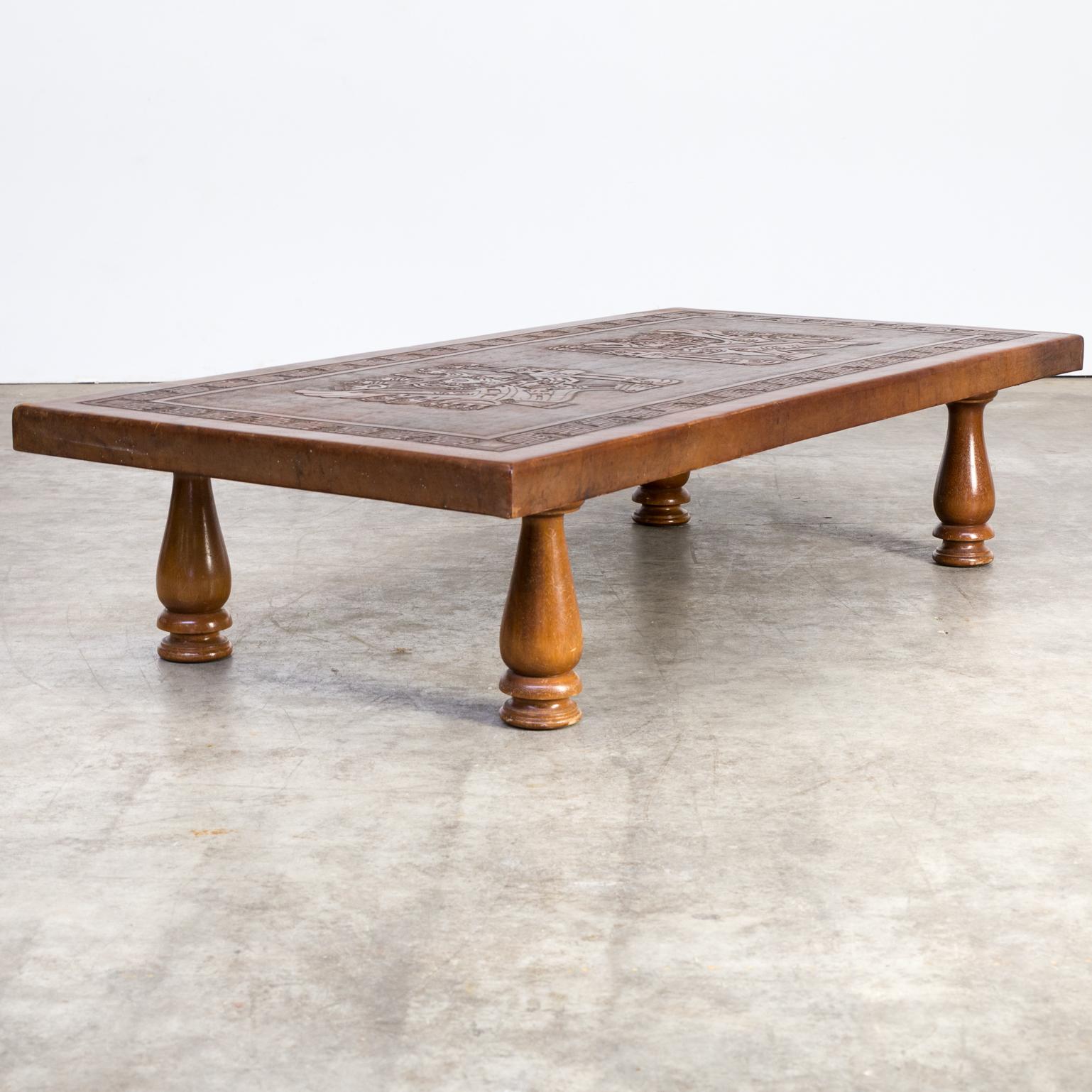 Angel Pazmino, Leder-Couchtisch für Muebles de Estilo, 1960er Jahre (Mitte des 20. Jahrhunderts) im Angebot