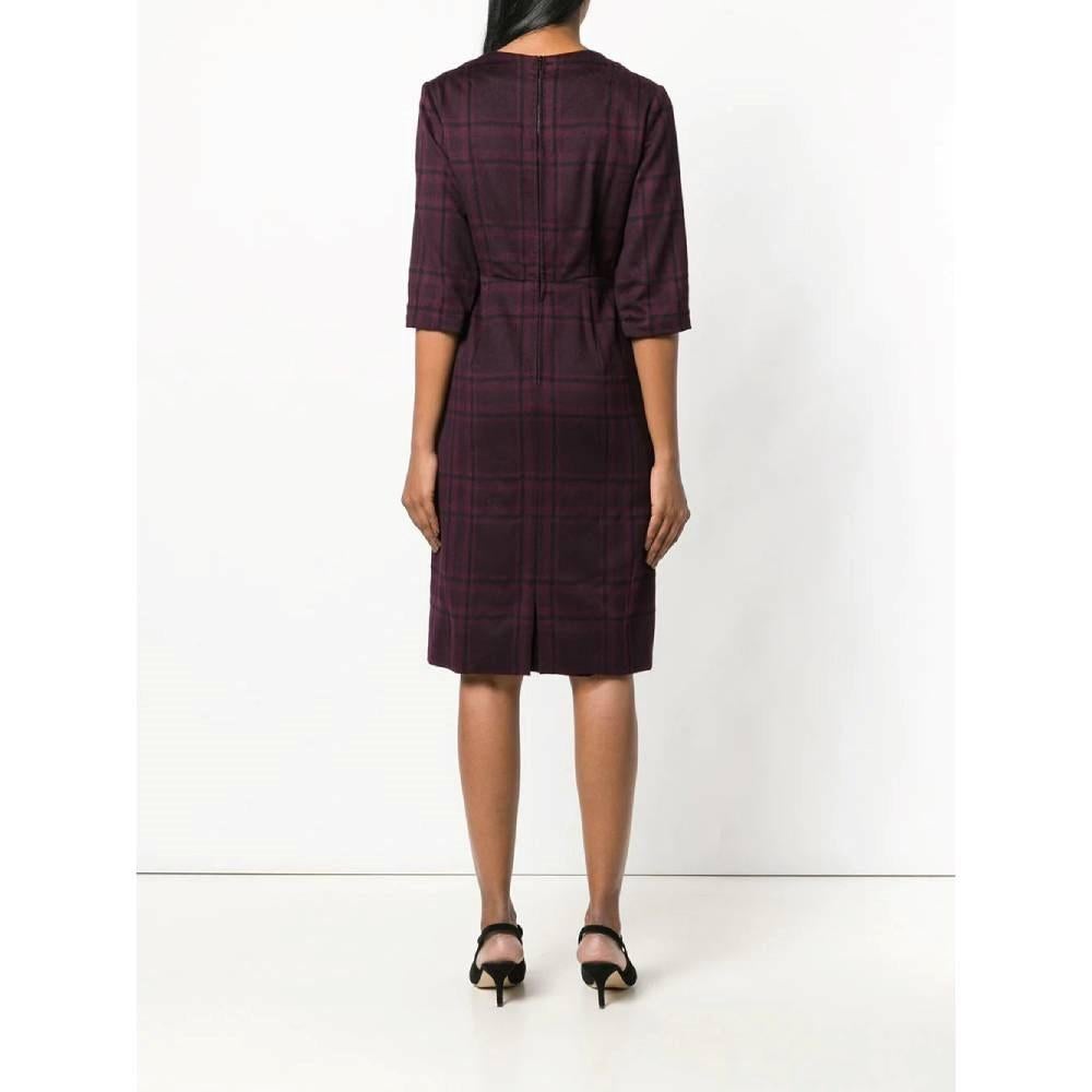 Women's 60s A.N.G.E.L.O. Vintage Cult bordeaux and black tartan wool dress For Sale