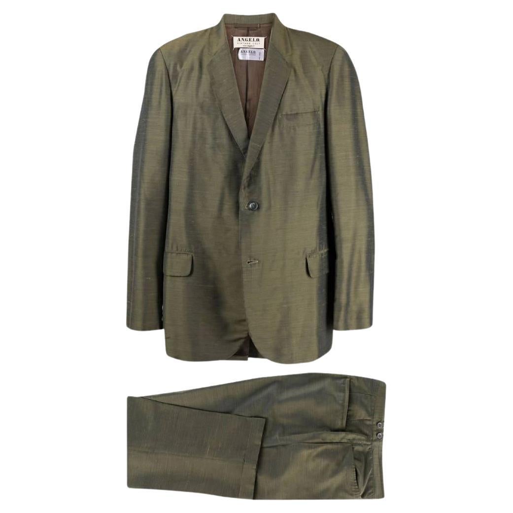 60s A.N.G.E.L.O. VINTAGE CULT man iridescent green silk blend suit