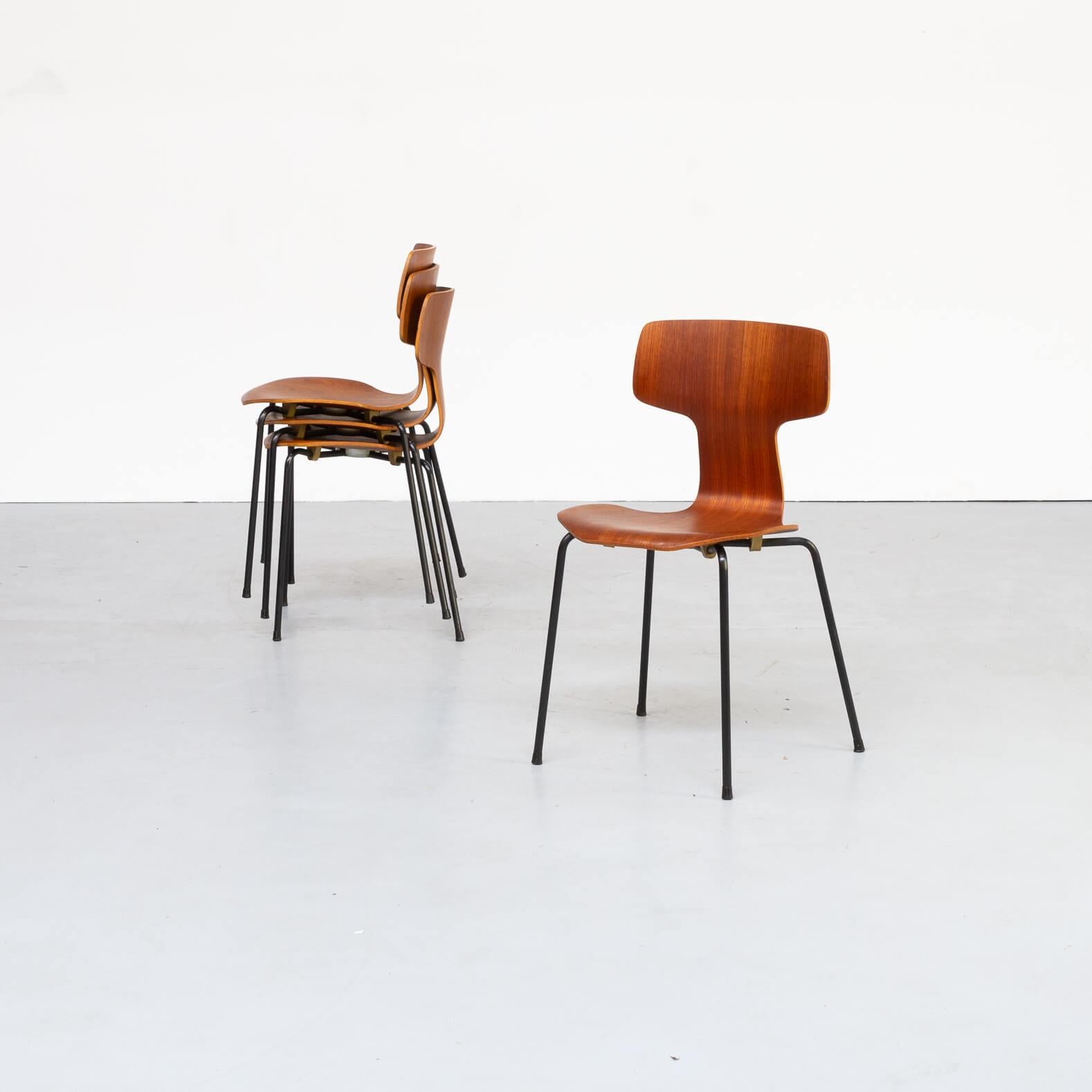 Mid-Century Modern 60s Arne Jacobsen ‘hammer’ Chair for Fritz Hansen Set/4 For Sale