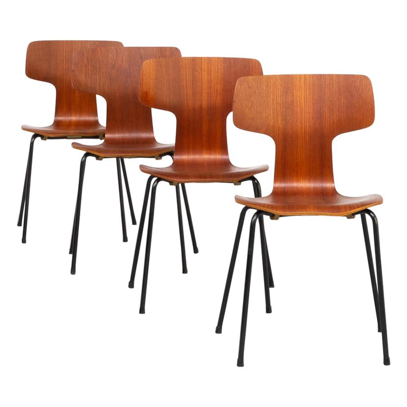 60s Arne Jacobsen ‘hammer’ Chair for Fritz Hansen Set/4 For Sale