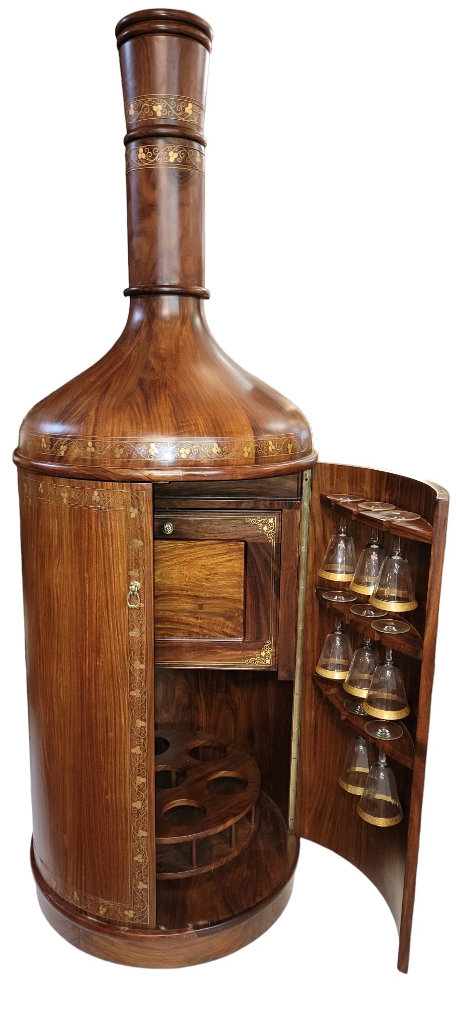 60s Bar Aldo Tura Style Mahogany Bar With Brass Inlay 4