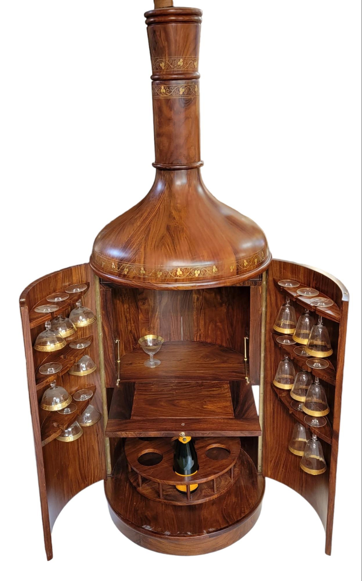 Mid-Century Modern 60s Bar Aldo Tura Style Mahogany Bar With Brass Inlay