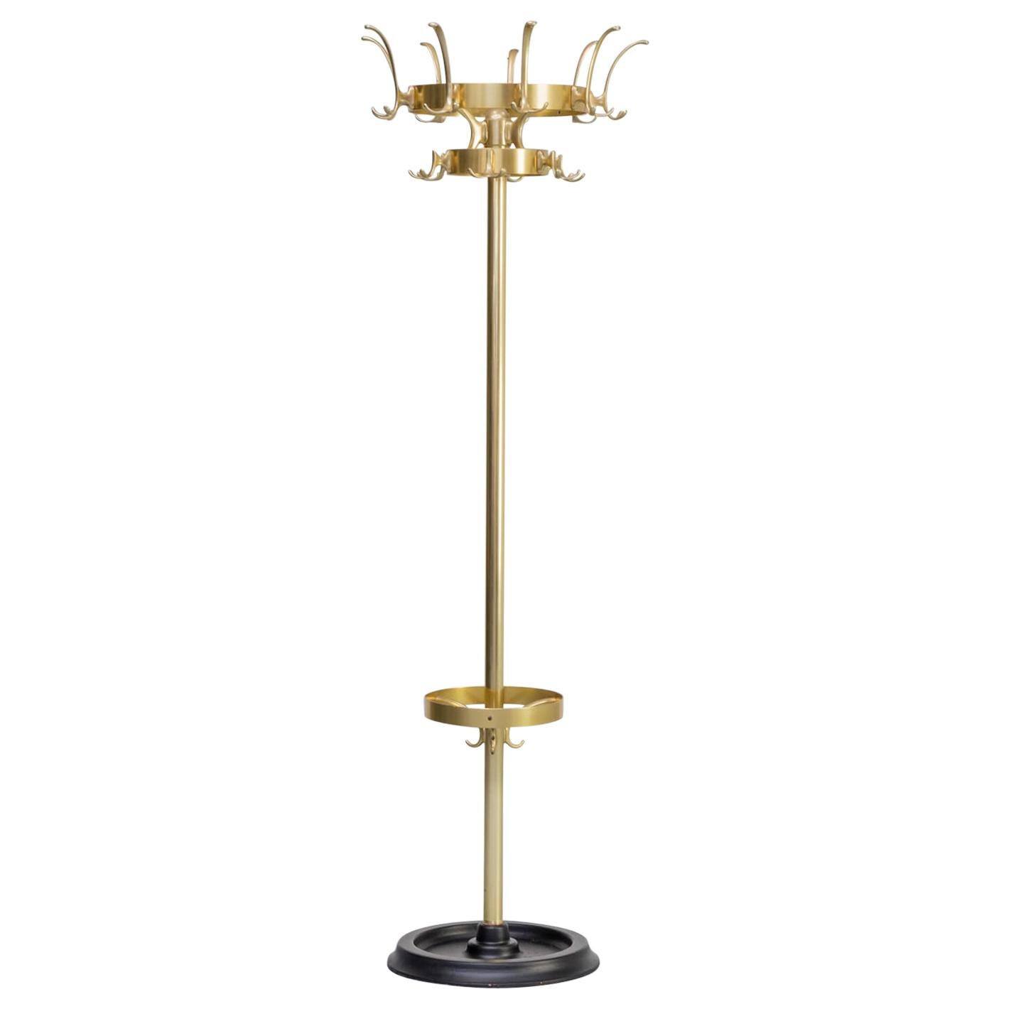 1960s Beautiful Brass Round Freestanding Coat Rack For Sale at 1stDibs