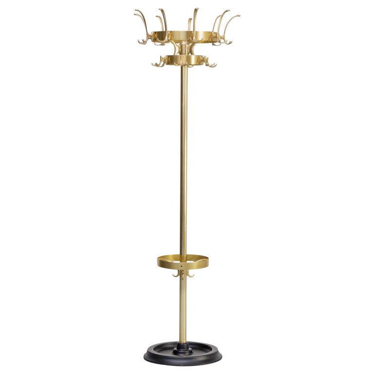 1960s Beautiful Brass Round Freestanding Coat Rack For Sale at 1stDibs