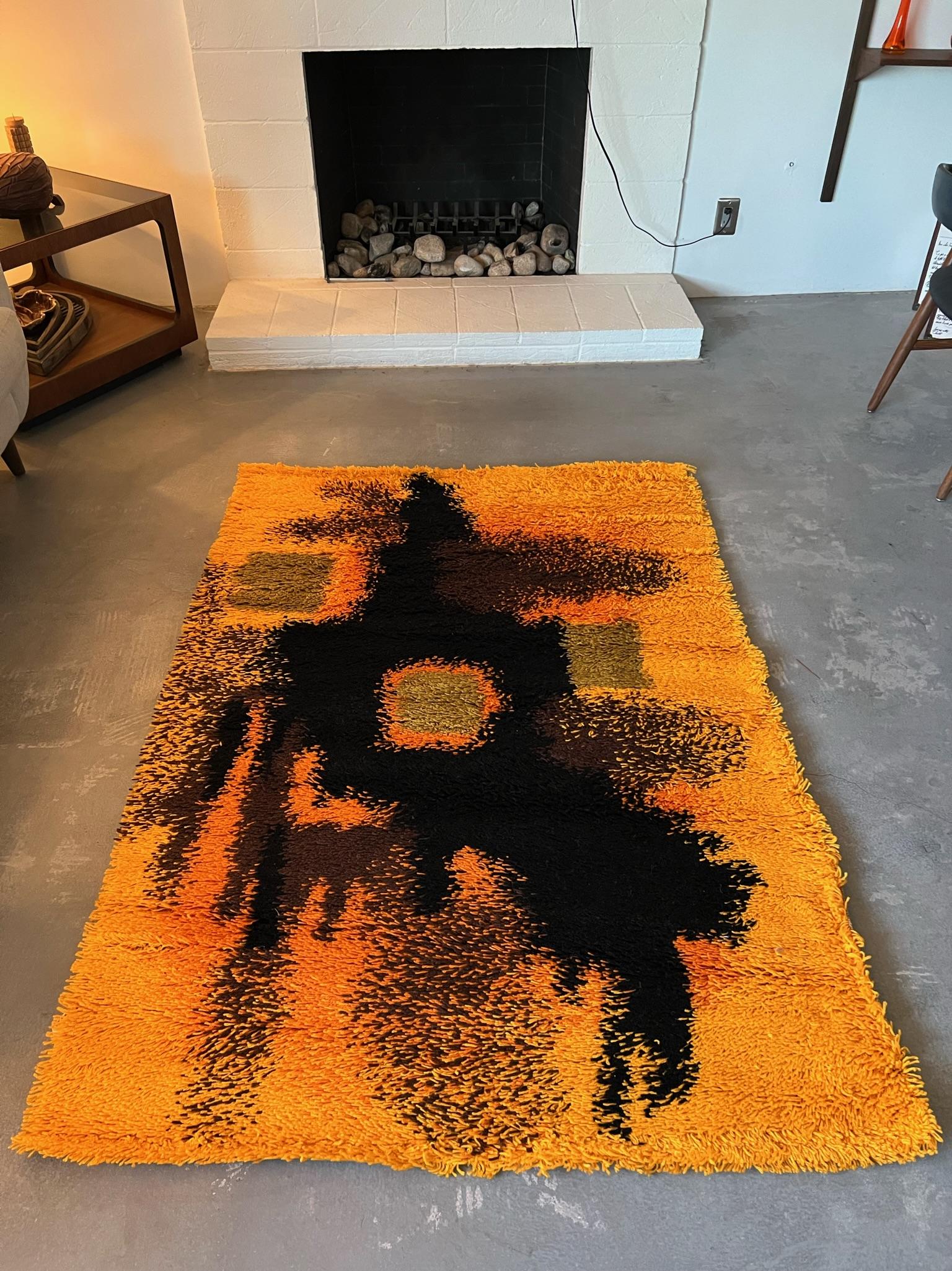 Mid-20th Century 60's BELLE RYA UNUSED Wool Danish Rug Abstract Scandinavian Mid Century Modern