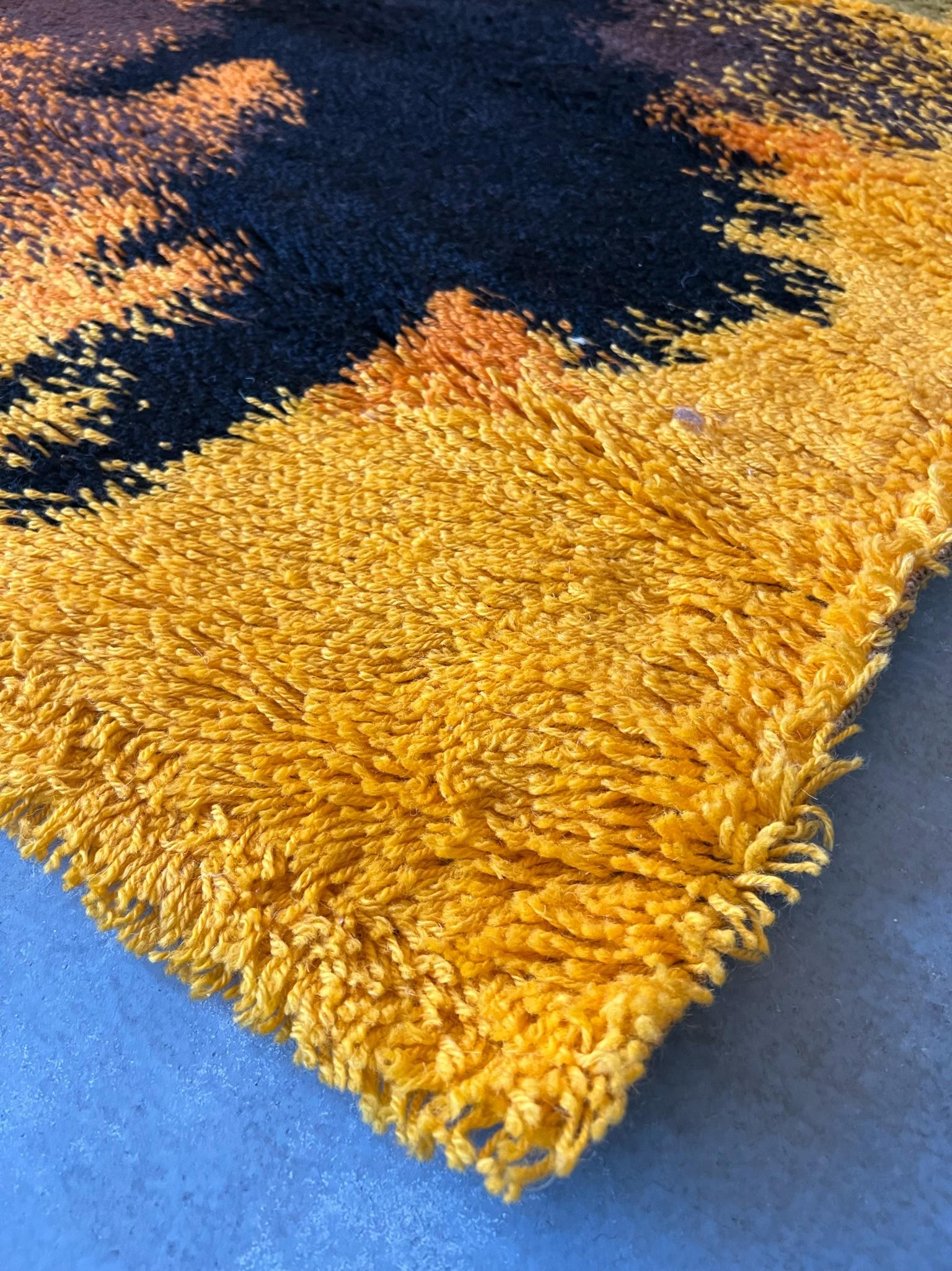 60's BELLE RYA UNUSED Wool Danish Rug Abstract Scandinavian Mid Century Modern 1