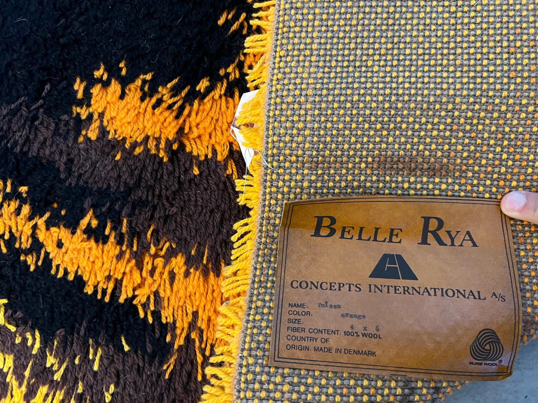 60's BELLE RYA UNUSED Wool Danish Rug Abstract Scandinavian Mid Century Modern 4